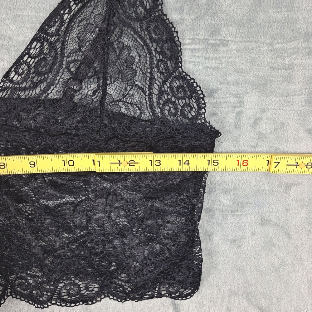 Womens Top Small Black Floral Lace Sheer Babydoll Y2K Fairy Grunge Coquette Crop - Picture 2 of 5